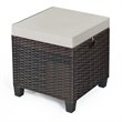 Costway Rattan Cushioned Seat Patio Rattan Ottoman in Brown (Set of 2)