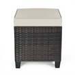 Costway Rattan Cushioned Seat Patio Rattan Ottoman in Brown (Set of 2)