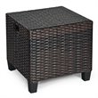 Costway Rattan Cushioned Seat Patio Rattan Ottoman in Brown (Set of 2)