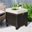 Costway Rattan Cushioned Seat Patio Rattan Ottoman in Brown (Set of 2)