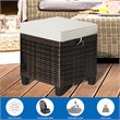 Costway Rattan Cushioned Seat Patio Rattan Ottoman in Brown (Set of 2)