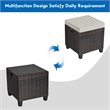 Costway Rattan Cushioned Seat Patio Rattan Ottoman in Brown (Set of 2)