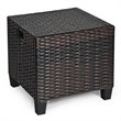 Costway Rattan Cushioned Seat Patio Rattan Ottoman in Turquoise (Set of 2)