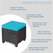Costway Rattan Cushioned Seat Patio Rattan Ottoman in Turquoise (Set of 2)