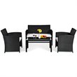 Costway 4-piece Rattan Patio Furniture Set with Sofa and Coffee Table in Black