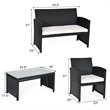 Costway 4-piece Rattan Patio Furniture Set with Sofa and Coffee Table in Black