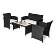 Costway 4-piece Rattan Patio Furniture Set with Sofa and Coffee Table in Black