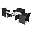 Costway 4-piece Rattan Patio Furniture Set with Cushion in Black
