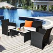 Costway 4-piece Rattan Patio Furniture Set with Cushion in Black