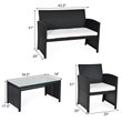 Costway 4-piece Rattan Patio Furniture Set with Cushion in Black
