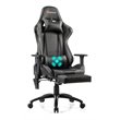 Costway PU and Iron Adjustable Massage Gaming Chair with Headrest in Gray