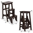 Costway 3-tier Contemporary Rubber Wood Portable Folding Step Stool in Coffee