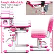 Costway MDF and Steel Adjustable Height Children's Desk Chair Set in Pink Finish