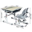 Costway MDF and Iron Adjustable Children Desk Chair Set with Drawer in Gray