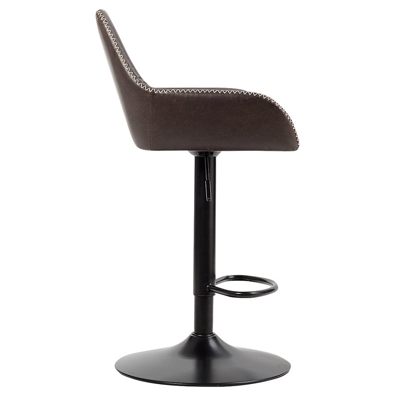 Costway Leather and Iron Retro Adjustable Swivel Bar Stool in Brown