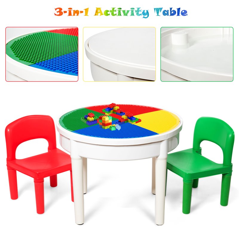 Costway PP Plastic Kids Activity Table Set with 2 Chairs in Multi-Color
