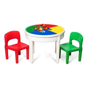 Costway PP Plastic Kids Activity Table Set with 2 Chairs in Multi-Color