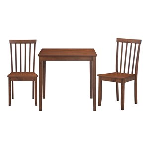 Costway 3-piece Rubber Wood Dining Table Set with 2 Slat Back Chairs in Walnut