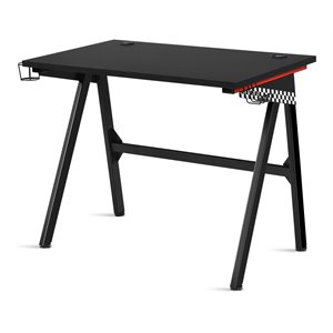 Costway MDF and Metal Computer Desk with Cup Holder & Headphone Hook in Black