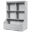 Costway 3-Tier MDF Board Multi-Functional Bookcase in Gray