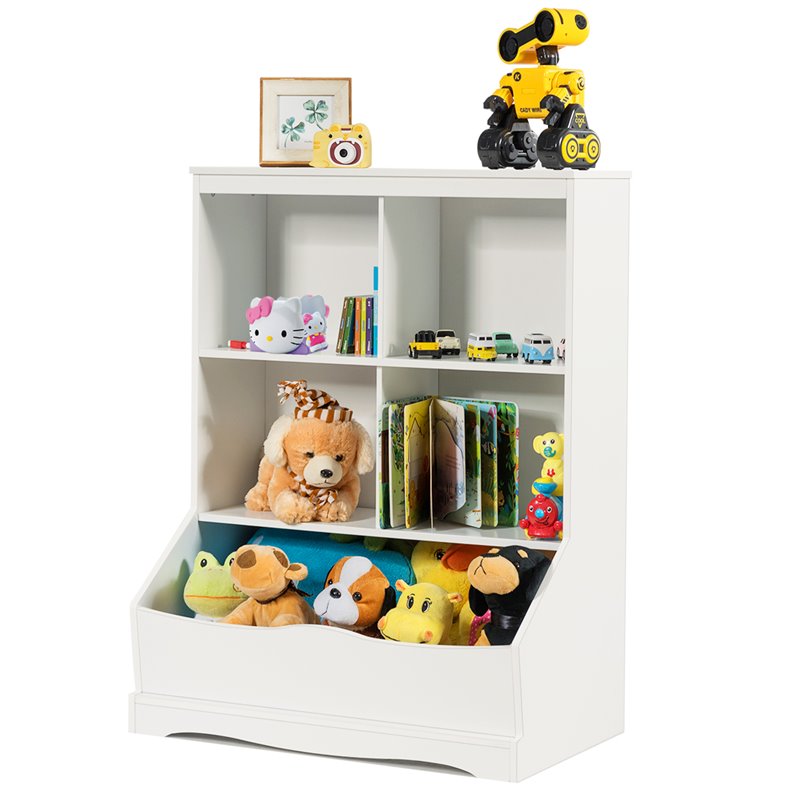 Costway 3-Tier MDF Board Multi-Functional Bookcase in White