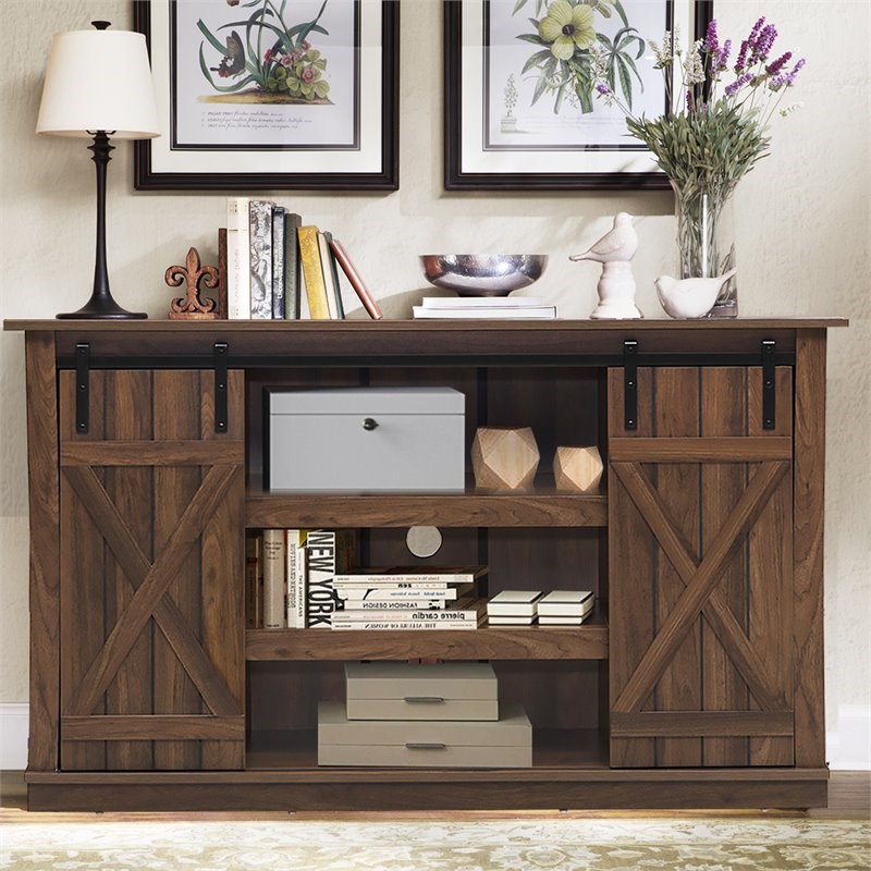 Costway Sliding Barn TV Stand/Entertainment Center for TV's up to 60
