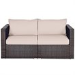 Costway 2-piece Rattan Patio Corner Sofa Set with Beige Cushion in Brown