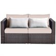 Costway 2-piece Rattan Patio Corner Sofa Set with Beige Cushion in Brown