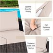 Costway 2-piece Rattan Patio Corner Sofa Set with Beige Cushion in Brown