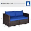 Costway 2-piece Rattan Patio Corner Sofa Set with Navy Cushion in Brown