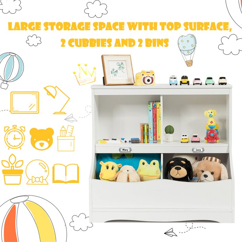 Costway 4 Storage MDF Board Multi-Functional Bookcase in White