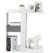 Costway Contemporary Particle Board Side Table with 3-tier Open Shelf in White