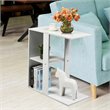 Costway Contemporary Particle Board Side Table with 3-tier Open Shelf in White