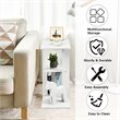 Costway Contemporary Particle Board Side Table with 3-tier Open Shelf in White