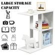 Costway Contemporary Particle Board Side Table with 3-tier Open Shelf in White