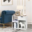 Costway Contemporary Particle Board Side Table with 3 Compartments in White