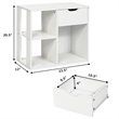 Costway Contemporary Particle Board Side Table with 3 Compartments in White