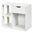 Costway Contemporary Particle Board Side Table with 3 Compartments in White