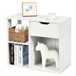 Costway Contemporary Particle Board Side Table with 3 Compartments in White