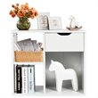 Costway Contemporary Particle Board Side Table with 3 Compartments in White