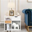 Costway Contemporary Particle Board Side Table with 3 Compartments in White