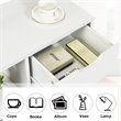 Costway Contemporary Particle Board Side Table with 3 Compartments in White