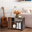 Costway 3-tier Contemporary Particle Board Side Table with 2 Wheels in Brown