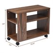Costway 3-tier Contemporary Particle Board Side Table with 2 Wheels in Brown