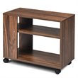 Costway 3-tier Contemporary Particle Board Side Table with 2 Wheels in Brown