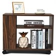 Costway 3-tier Contemporary Particle Board Side Table with 2 Wheels in Brown