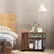 Costway 3-tier Contemporary Particle Board Side Table with 2 Wheels in Brown
