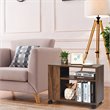 Costway 3-tier Contemporary Particle Board Side Table with 2 Wheels in Brown