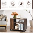 Costway 3-tier Contemporary Particle Board Side Table with 2 Wheels in Brown