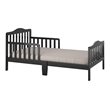 Costway Solid Rubber and Poplar Wood Toddler Bed with Guardrails in Black